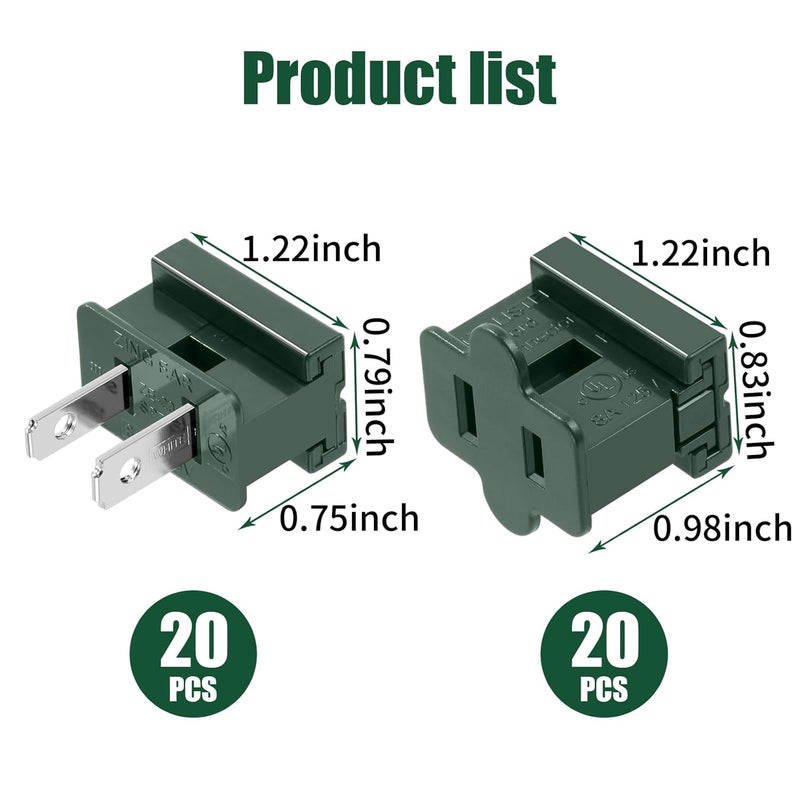 Makevivi Store Christmas Light Plugs, SPT-1 Vampire Plugs, Christmas Light Blinker Plug 20 Sets(40 Pcs) - Image 2